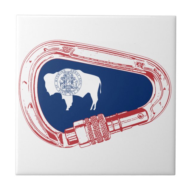 Carreau En Céramique Drapeau Wyoming Escalade Carabiner (Devant)