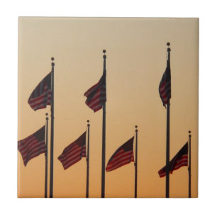 Carreau En Céramique Drapeaux au coucher du soleil Patriotique américai