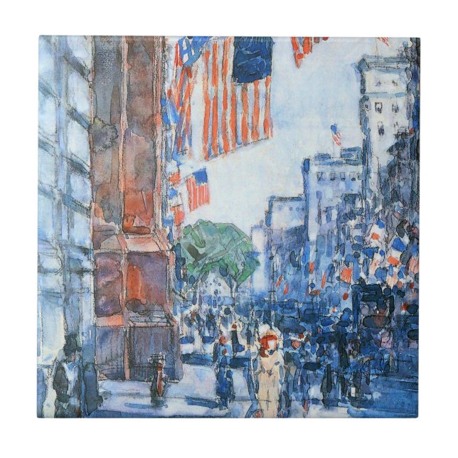 Carreau En Céramique Drapeaux Cinquième Avenue par Childe Hassam, Art V (Devant)