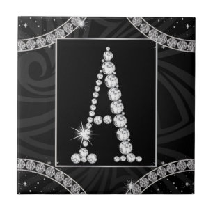 Carreau En Céramique Drapée En Diamants - Initial A