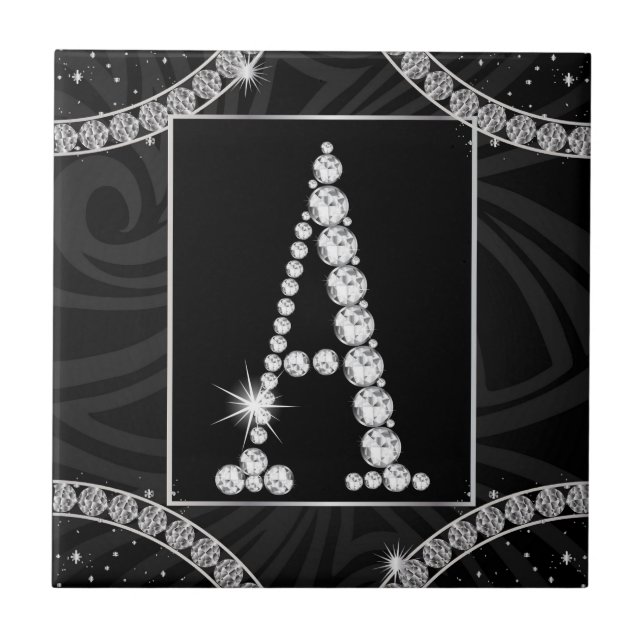 Carreau En Céramique Drapée En Diamants - Initial A (Devant)
