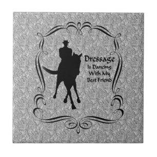 Carreau En Céramique Dressage Cheval Et Rider Silhouette