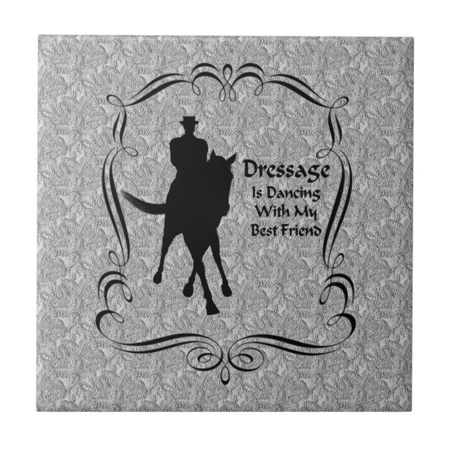 Carreau En Céramique Dressage Cheval Et Rider Silhouette (Devant)