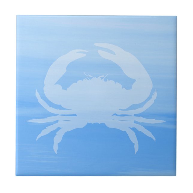 Carreau En Céramique Eau de mer bleu clair avec crabe (Devant)
