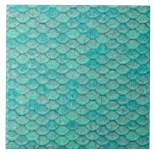 Carreau En Céramique Écaille de sirène motif océan vert
