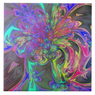 Carreau En Céramique Éclat rougeoyant de Deva turquoise et violet de