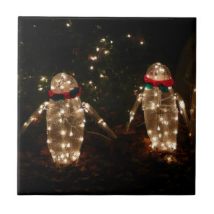 Carreau En Céramique Écran de lumière des fêtes de pingouins