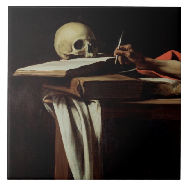 Carreau En Céramique Écriture de St Jerome, c.1604 (détail de 64911) (Devant)