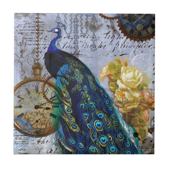 Carreau En Céramique Écureuil rose jaune à vapeur de Peacock (Devant)