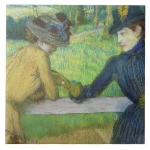 Carreau En Céramique Edgar Degas   deux femmes se penchant sur une