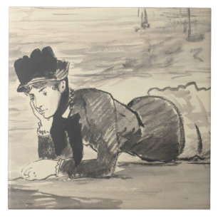 Carreau En Céramique Edouard Manet - femme se trouvant sur la plage