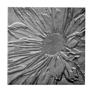 Carreau En Céramique Effet de look texturé Fleur d'argent Art floral Da