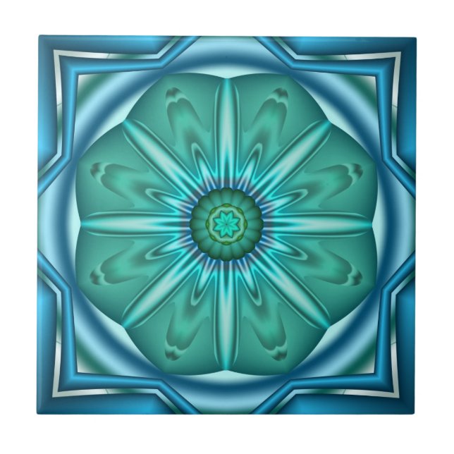 Carreau En Céramique Elégant Artisan Turquoise Géométrique Carrelage de (Devant)