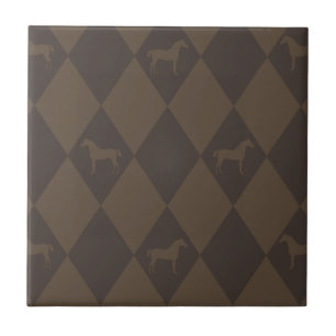 Carreau En Céramique Élégant Brown Harleqiun Horse Motif