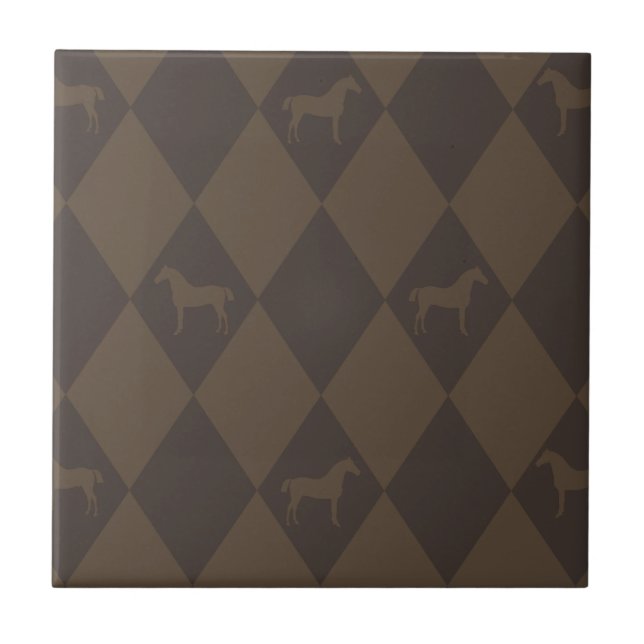 Carreau En Céramique Élégant Brown Harleqiun Horse Motif (Devant)