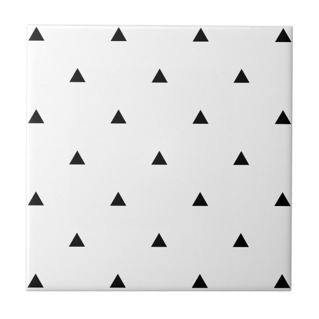 Carreau En Céramique Élégant motif géométrique noir blanc | triangles (Devant)