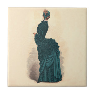Carreau En Céramique Élégante robe victorienne bleue