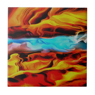 Carreau En Céramique Eléments Chauds Et Froids Acrylique Verser Abstrai