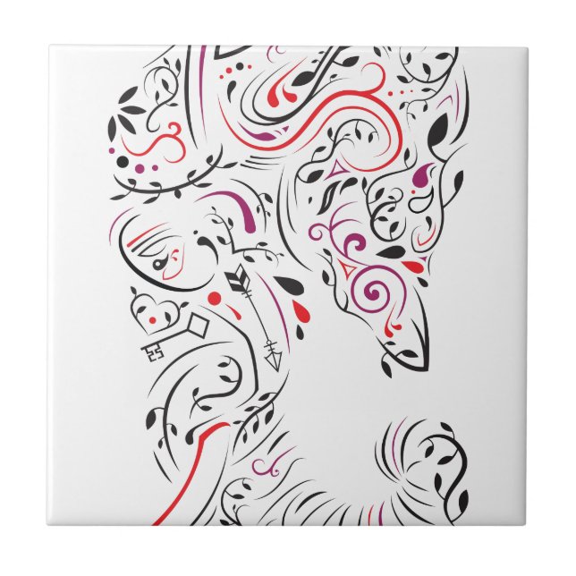 Carreau En Céramique éléphant orné (Devant)