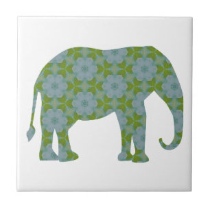 Carreau En Céramique Éléphant sauvage floral