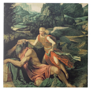 Carreau En Céramique Élijah a visité par un ange, c.1534
