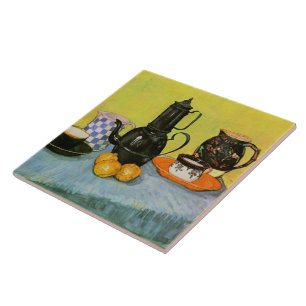 Carreau En Céramique Émail bleu Coffeepot Terrain Van Gogh Fine
