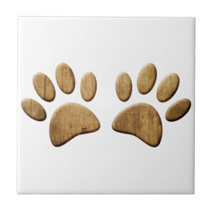 Carreau En Céramique Empreinte de patte de chien de bois