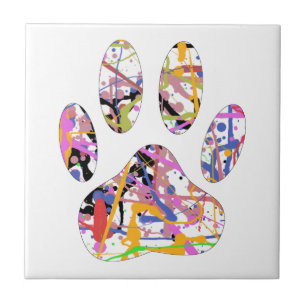 Carreau En Céramique Empreinte de patte de chien de peinture