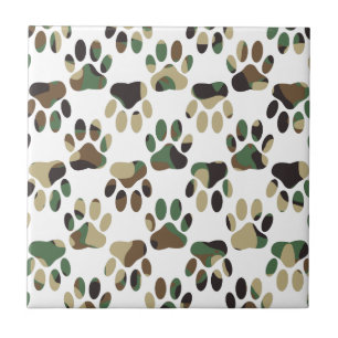 Carreau En Céramique Empreinte de patte de chien Motif Camo