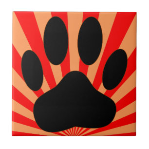 Carreau En Céramique Empreinte de patte de chien radiant