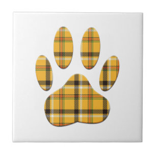 Carreau En Céramique Empreinte de patte de chien Tartan