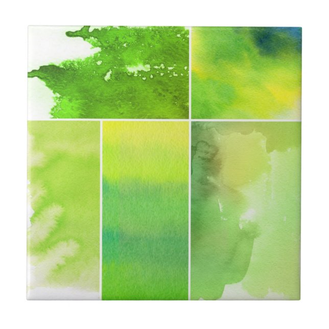 Carreau En Céramique Ensemble d'abrégé sur aquarelle peint à la main (Devant)