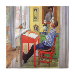 Carreau En Céramique Esbjorn Faire ses devoirs par Carl Larsson