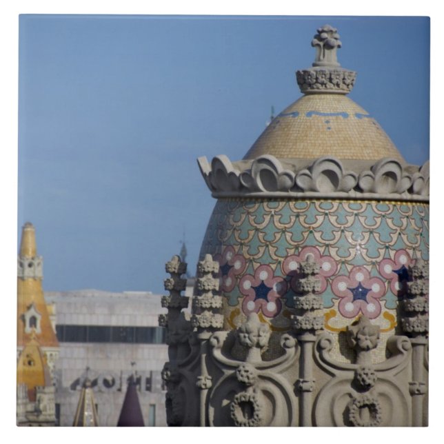 Carreau En Céramique Espagne, Catalogne, Barcelone. Le toit de Barcelon (Devant)
