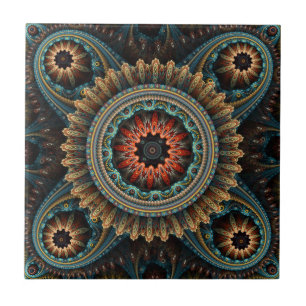 Carreau En Céramique Essaouira Floral Mandala Motif