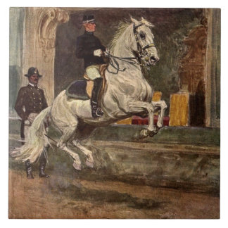 Carreau En Céramique Étalon blanc Croupade de Lipizzan