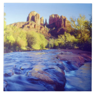 Carreau En Céramique États-Unis, Arizona, Sedona. Cathedral Rock reflét