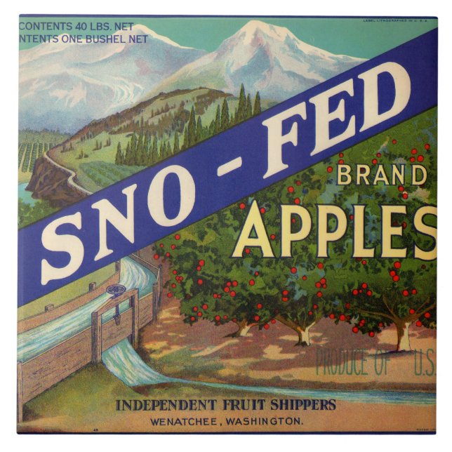 Carreau En Céramique Étiquette de caisse de Sno-Fed Apple (Devant)