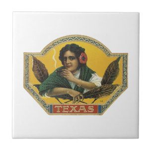 Carreau En Céramique Étiquette de cigare du Texas