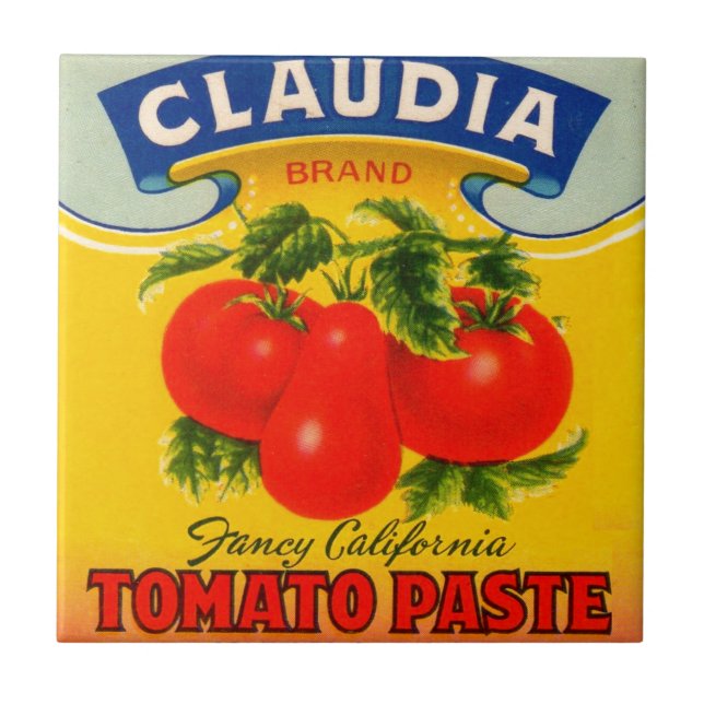Carreau En Céramique étiquette de sauce tomate de Claudia des années (Devant)