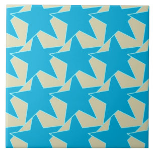 Carreau En Céramique Etoile moderne géométrique - bleu et bronze cerule