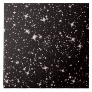 Carreau En Céramique Étoiles de blanc en ciel noir