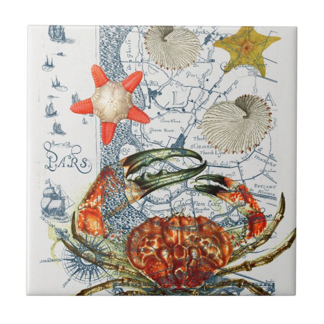 Carreau En Céramique étoiles de mer désagréables de carte (Devant)