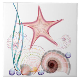 Carreau En Céramique Étoiles de mer, été de plage d'Aqua