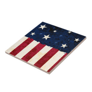 Carreau En Céramique Étoiles et rayures patriotiques