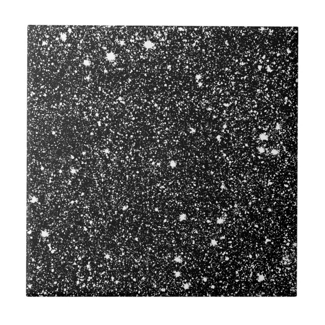 Carreau En Céramique Étoiles noires d'étincelle (Devant)