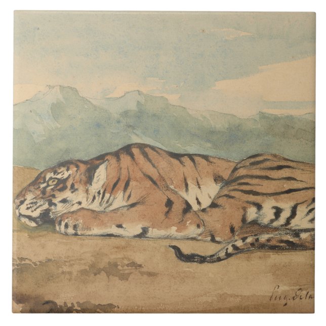 Carreau En Céramique Eugene Delacroix - tigre royal (Devant)