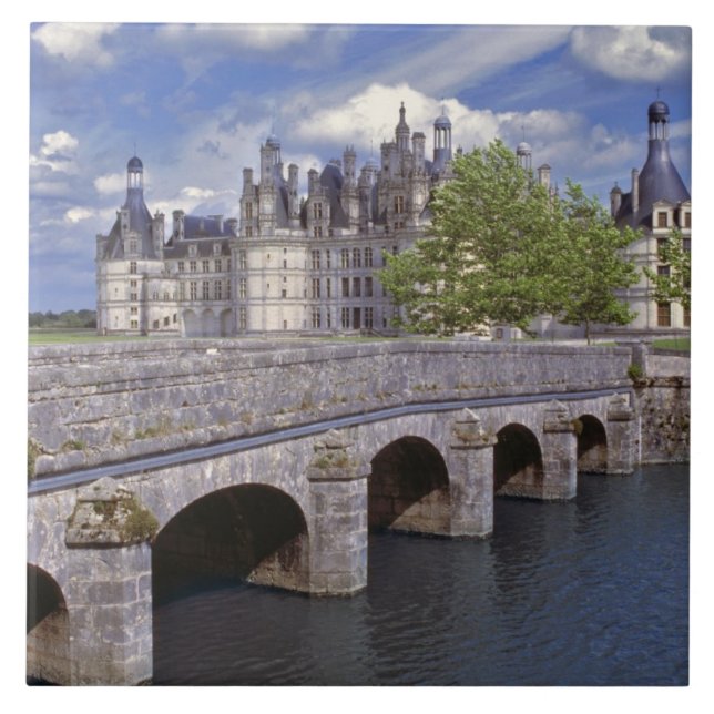 Carreau En Céramique Europe, France, Chambord. Un pont de pierre (Devant)