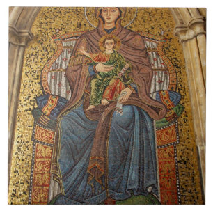 Carreau En Céramique Europe, Italie, Sicile, Taormine. Madonna et son e