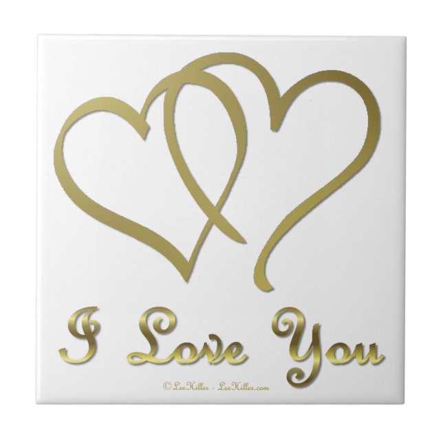 Carreau En Céramique Eventré Gold Hearts i Love You (Devant)